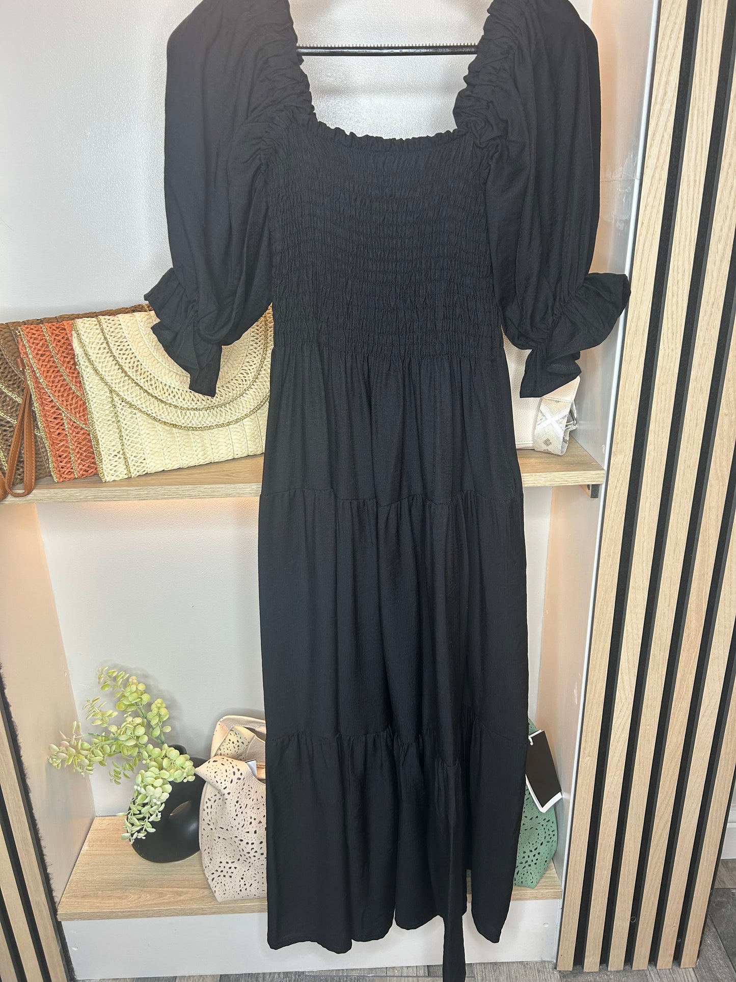 Black Rushed Dress