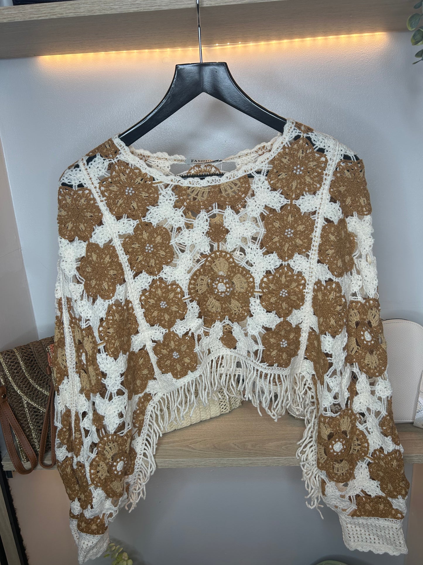 Tassel Crochet Cape Top