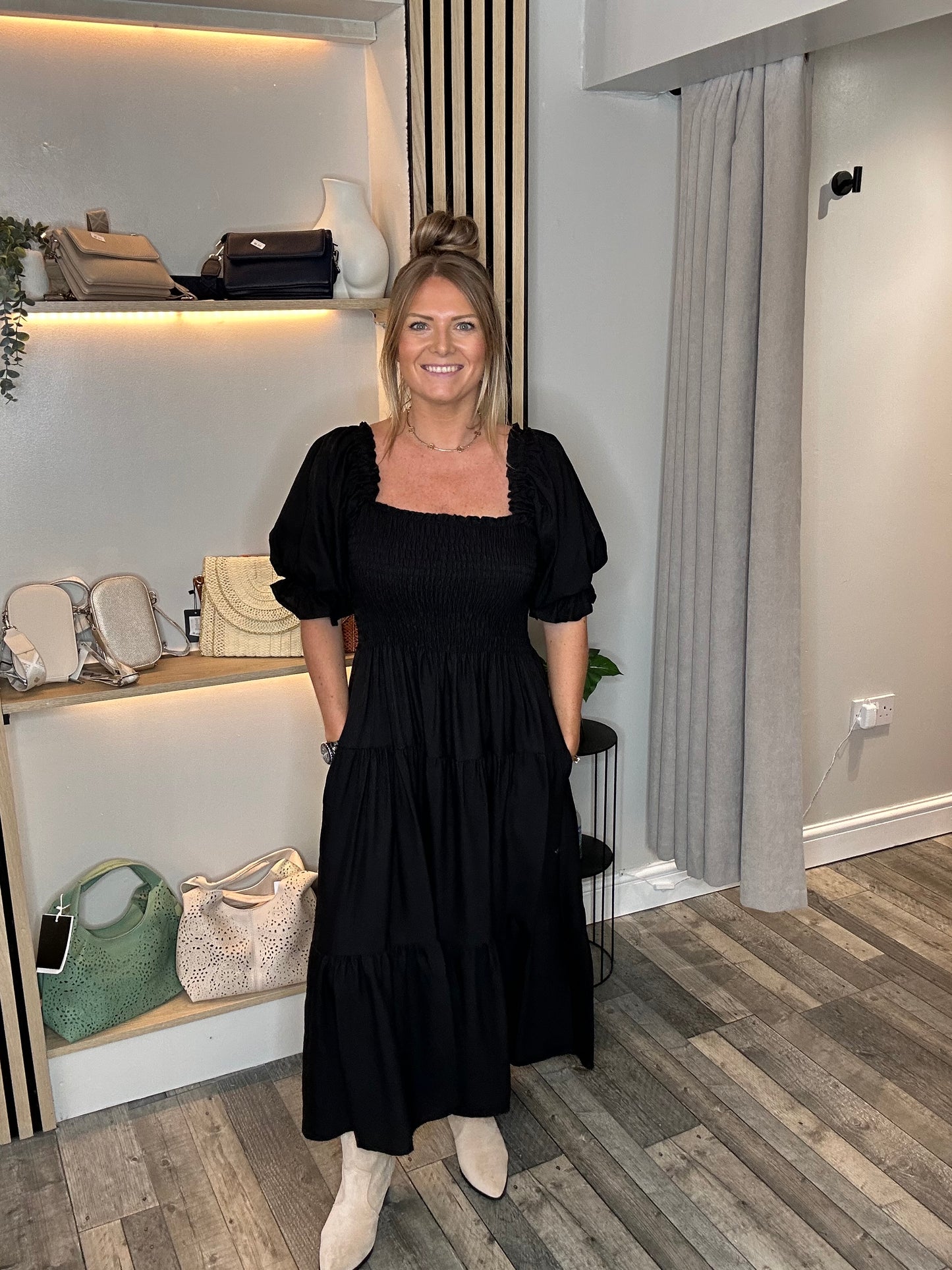 Black Rushed Dress