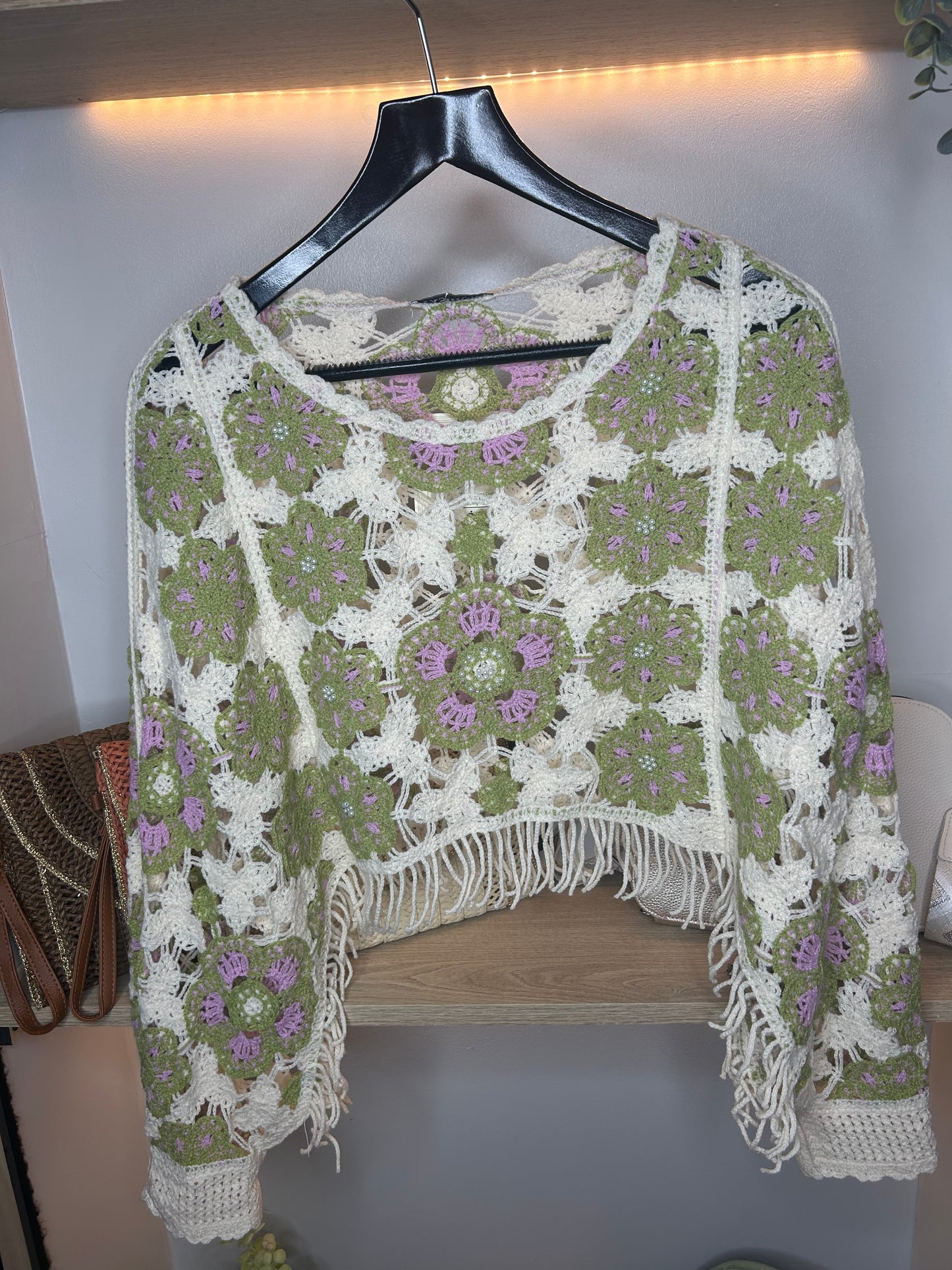 Tassel Crochet Cape Top