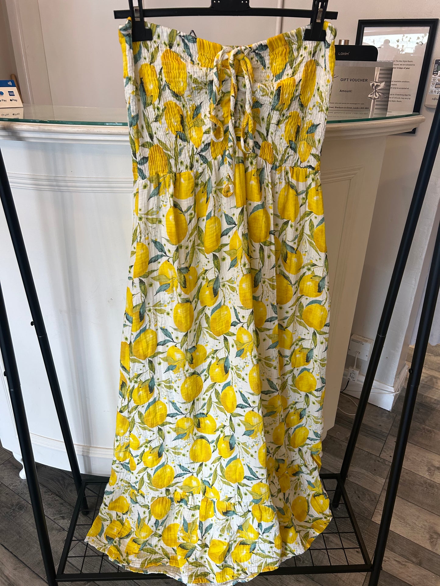 Lemon Cheesecloth Bardot Dress