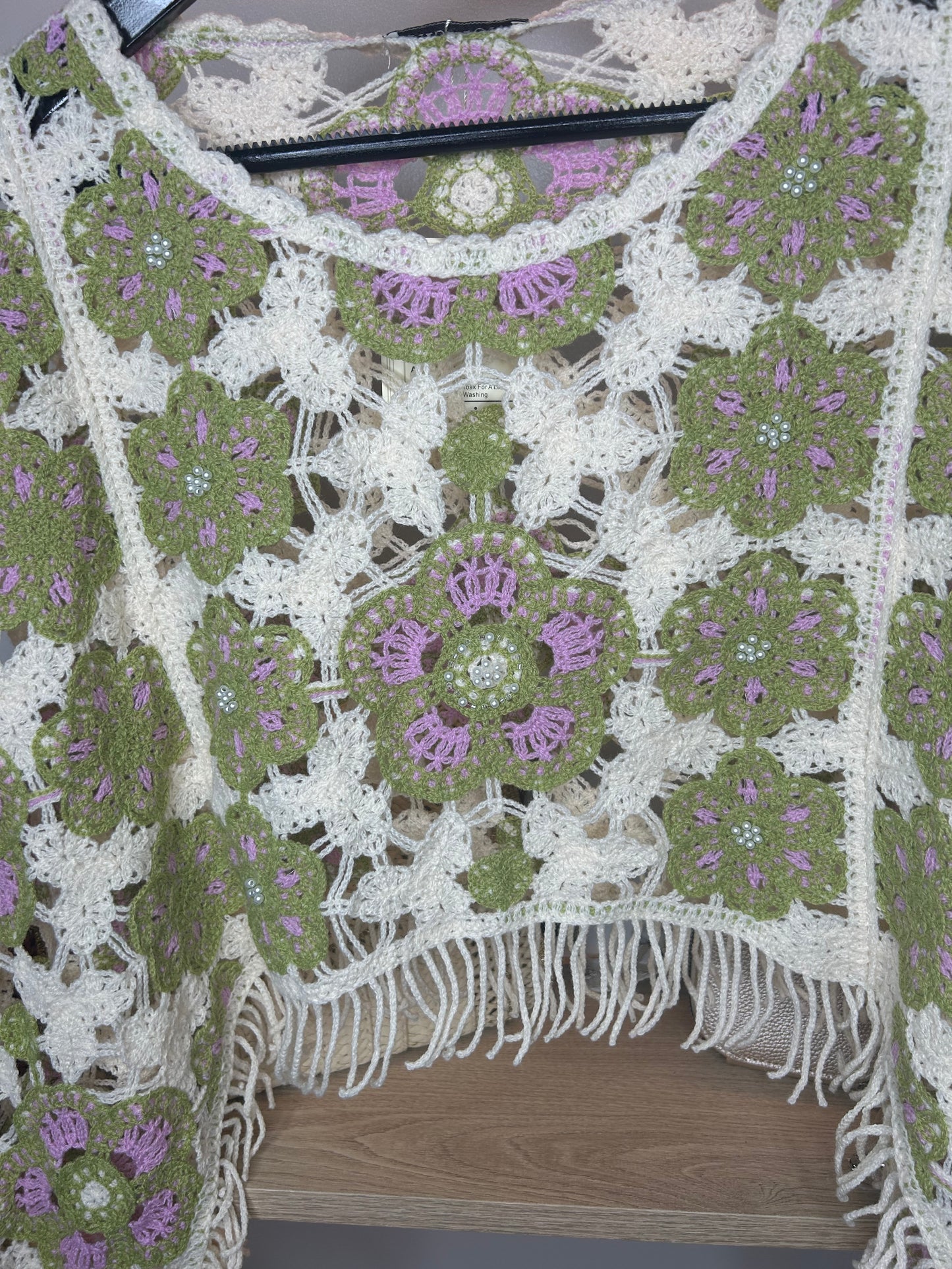 Tassel Crochet Cape Top