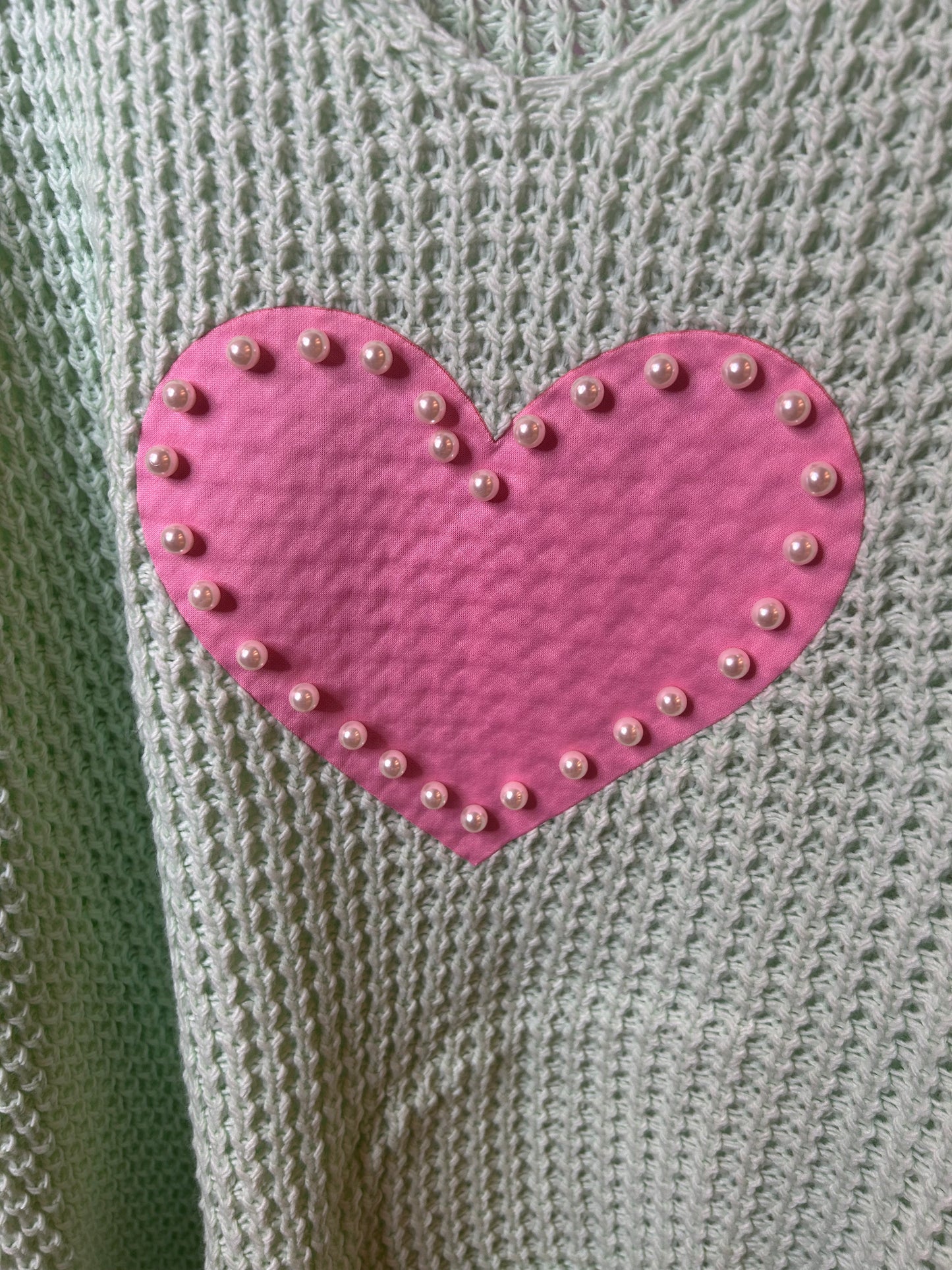 Mint Green Heart Jumper