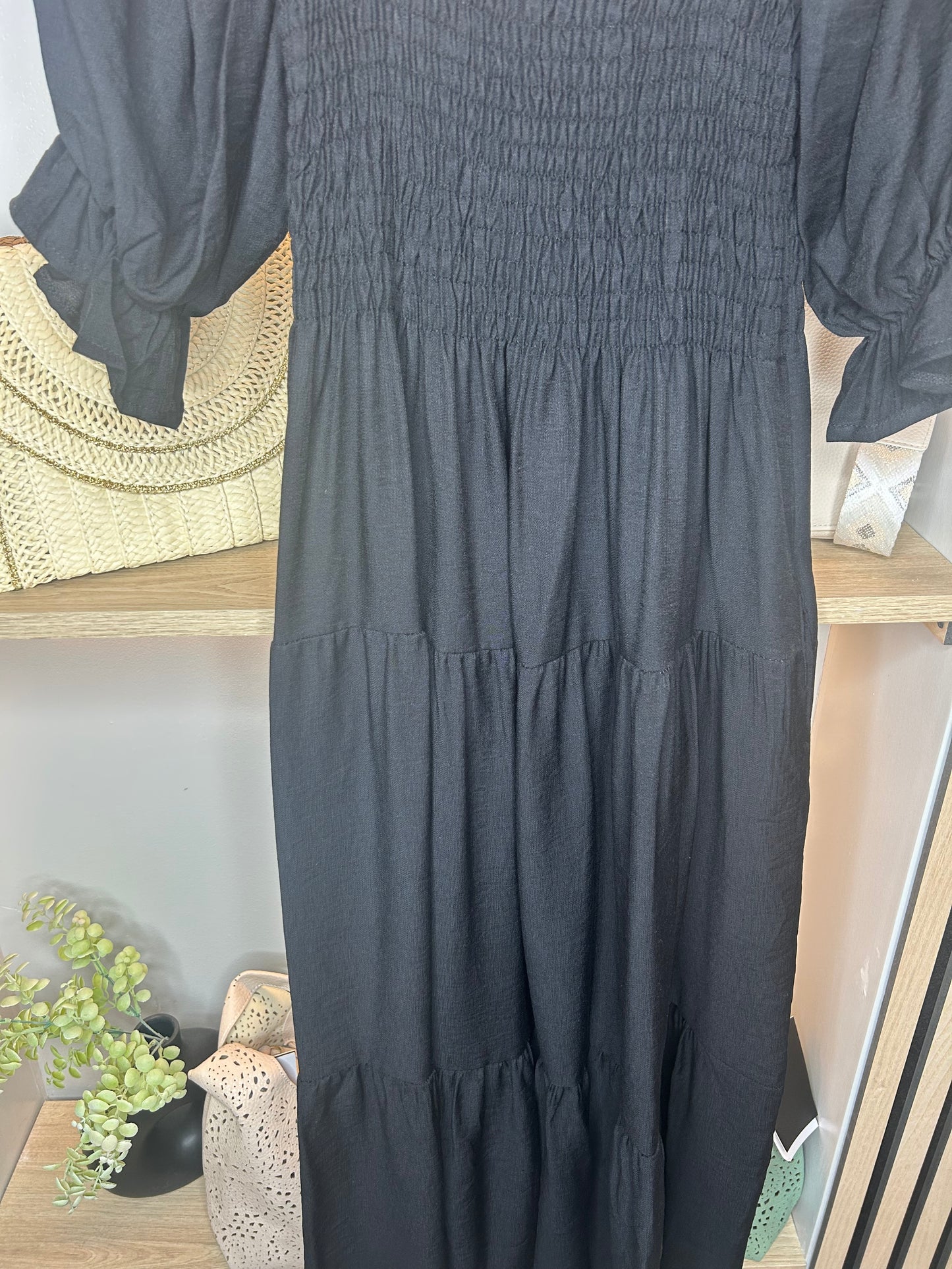 Black Rushed Dress