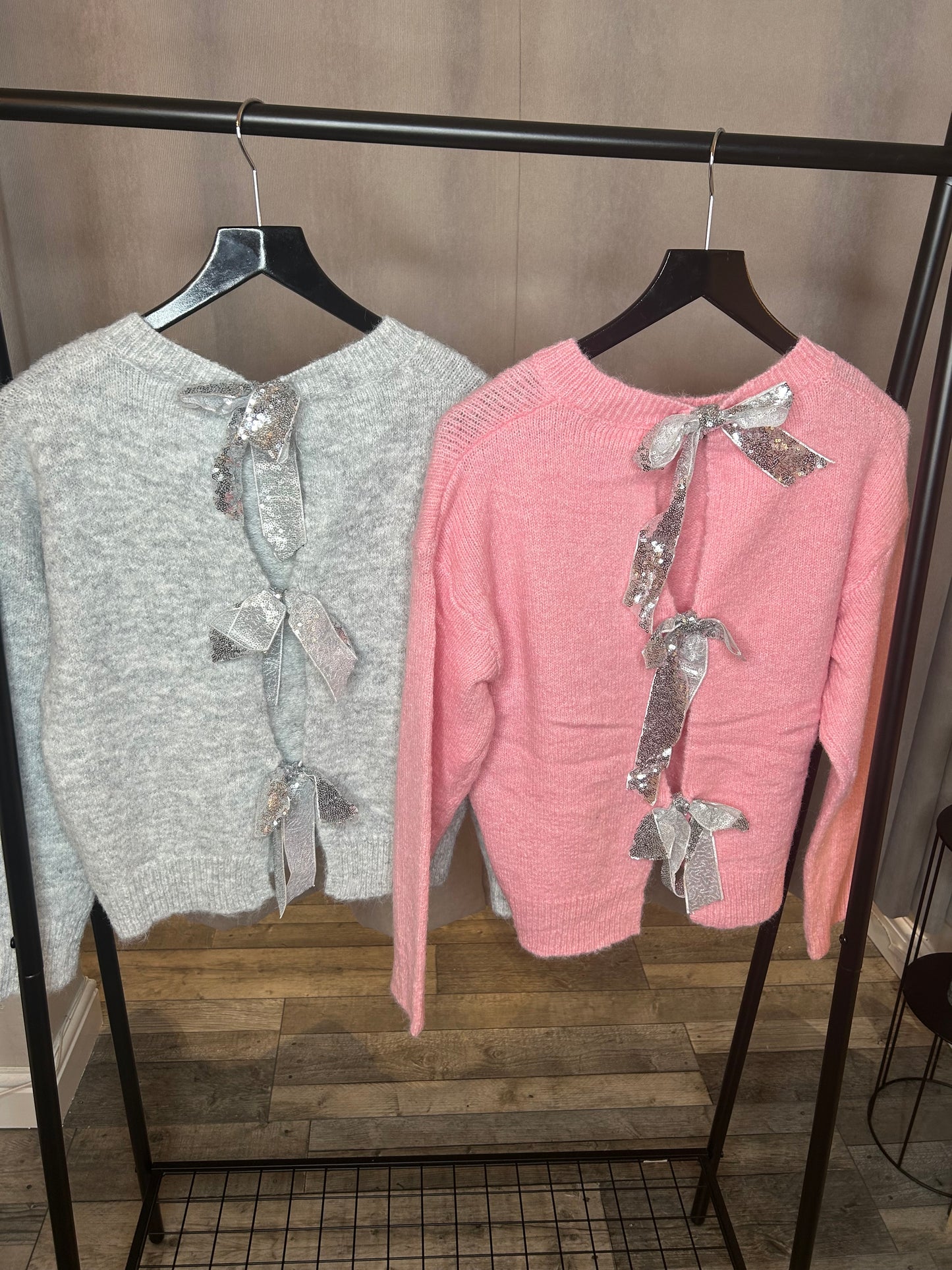 Sequin Bow Back Jumpers