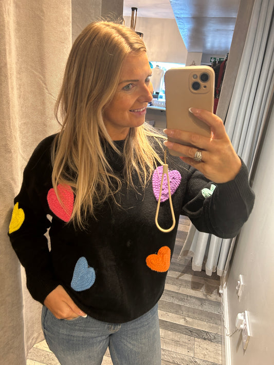 Multi Coloured Love Heart Jumper