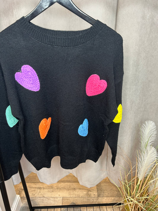 Multi Coloured Love Heart Jumper